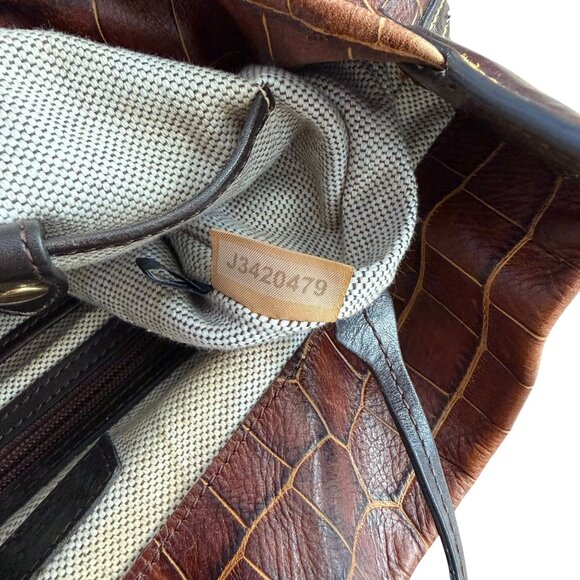 Dooney & Bourke‎ Croco Embossed Leather Hobo Shoulder Bag Brown Preppy Classic - Picture 10 of 11